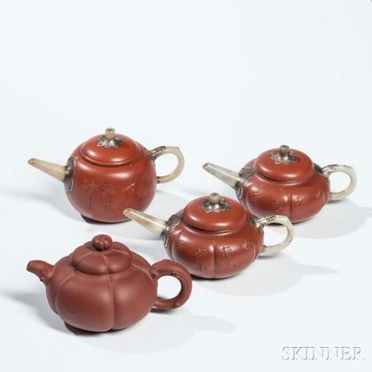 Four Yixing Teapots
