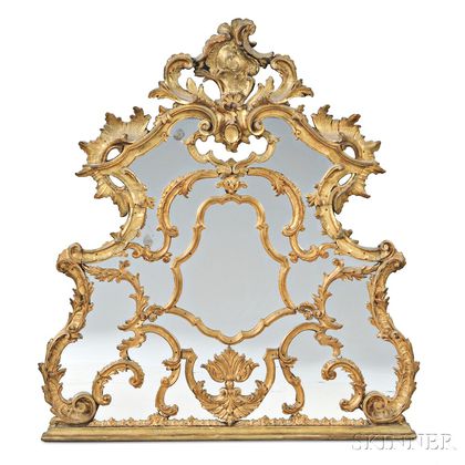 Louis XV-style Giltwood Overmantel Mirror