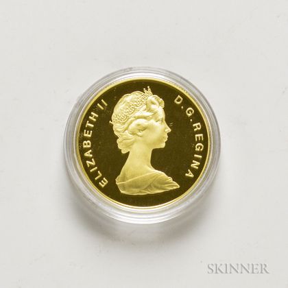 1986 Canadian $100 Proof International Year of Peace Gold Coin.