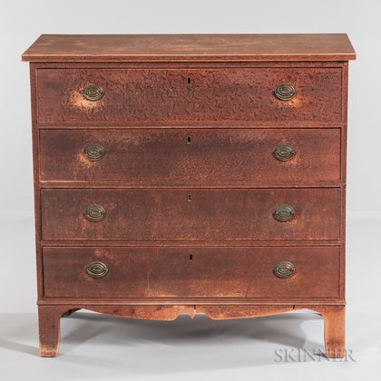 Putty Paint-decorated Maple and Pine Chest of Four Drawers