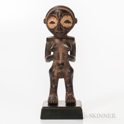 Nigerian-style Carved Wood Standing Female Figure