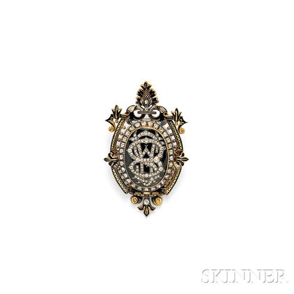 Antique Gold, Enamel, and Diamond Brooch