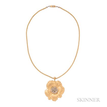 18kt Gold "Fleur de Fleurs" Pendant and Chain, Nina Ricci for Gianmaria Buccellati