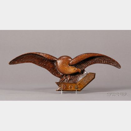 Carved Pine Eagle Wall Plaque
