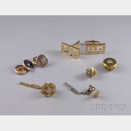 Group of Gold and Diamond Gentleman's Dress Accessories