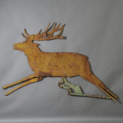 Large Sheet Iron Leaping Reindeer Silhouette Weathervane