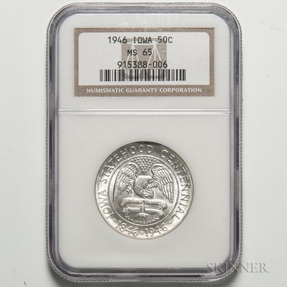1946 Iowa Commemorative Half Dollar, NGC MS65. Estimate $60-80