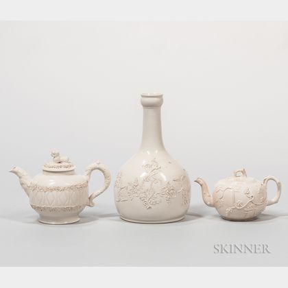 Three Staffordshire White Salt-glazed Stoneware Items