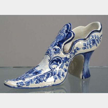 Dutch Delft Blue and White Shoe