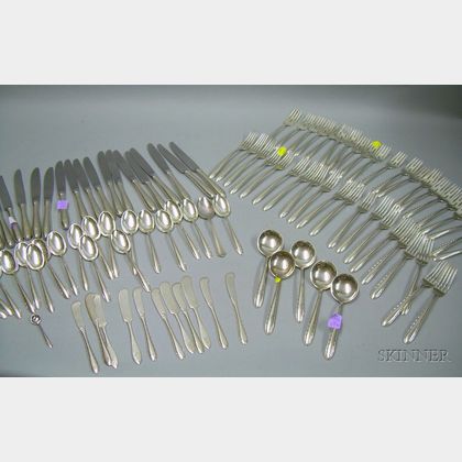 Approximately One Hundred Ten Piece Towle Flutes Pattern Partial Sterling Silver Fla