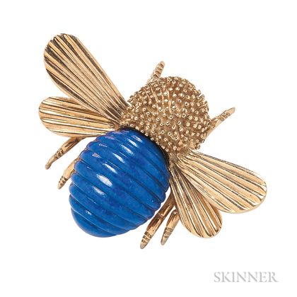 18kt Gold and Lapis Bee Brooch