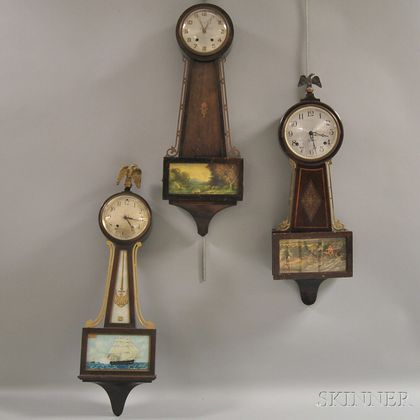 Three Spring-driven Banjo Clocks