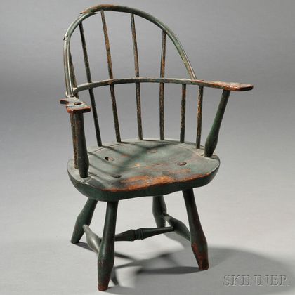 Green-painted Child's Sack-back Windsor Chair