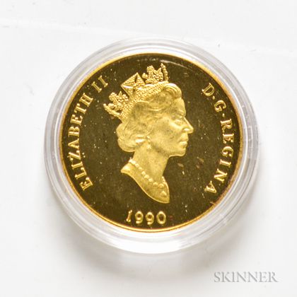 1990 Canadian $100 Proof International Literacy Year Gold Coin.
