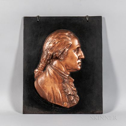 Painted Cast Bronze Plaque of George Washington