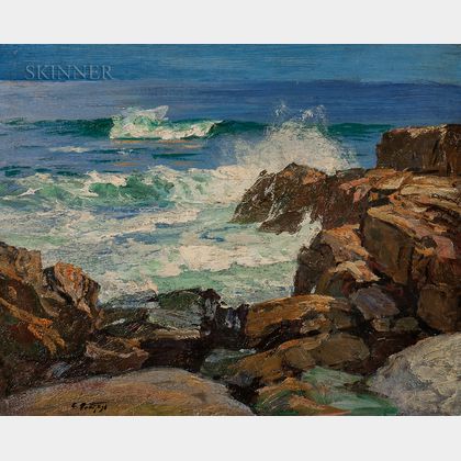 Edward Henry Potthast (American, 1857-1927) Rocks and Surf