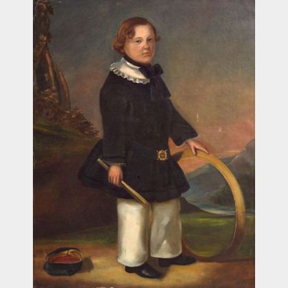 S. Perrett, mid 19th century, Portrait of a Young Man with a Hoop