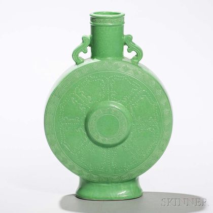 Green-glazed Moon Flask Vase