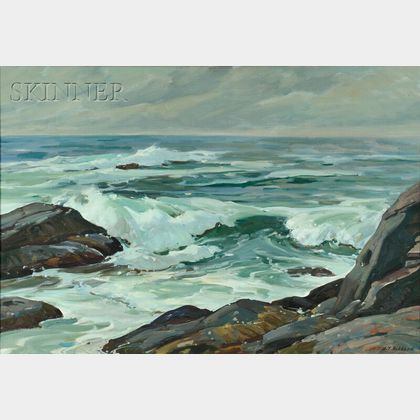 Aldro Thompson Hibbard (American, 1886-1972) Surf on a Rocky Shore