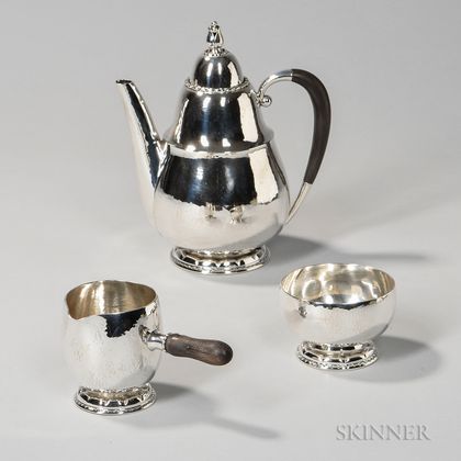 Three-piece Georg Jensen Sterling Silver Coffee Service