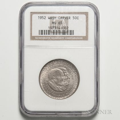1952 Washington-Carver Commemorative Half Dollar, NGC MS65. Estimate $20-30
