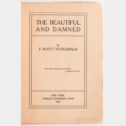 Fitzgerald, F. Scott (1896-1940) The Beautiful and the Damned , First Edition, Ex Libris Sheilah Graham.