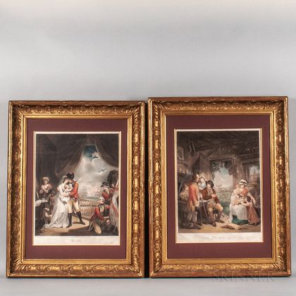 Pair of Mezzotints, "War" and "Peace" After Henry Singleton (England, 1766-1839)