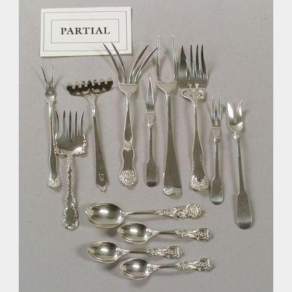 Thirty-seven Assorted Small Silver Flatware Serving Pieces