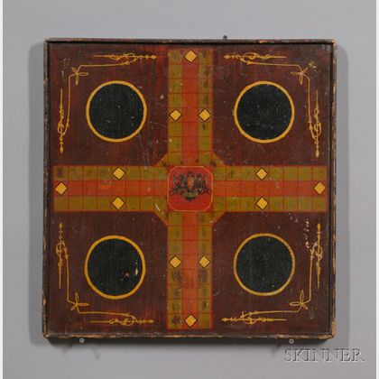 Polychrome Paint-decorated Wooden Game Board