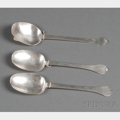 Six Early English Silver Rattail Tablespoons