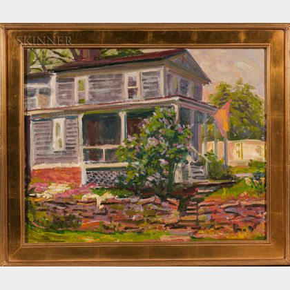 Lief Nilsson (American, b. 1962) House with Porch and Summer Flowers