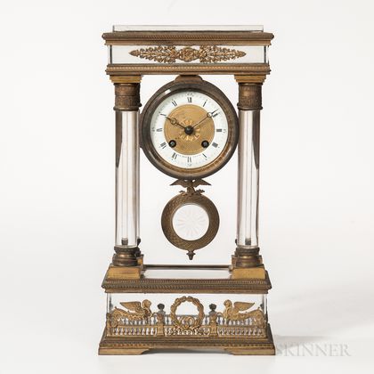 Leroy Signed "Baccarat Crystal" Portico Clock