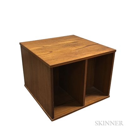 Small Vitre Teak Storage Cabinet on Casters