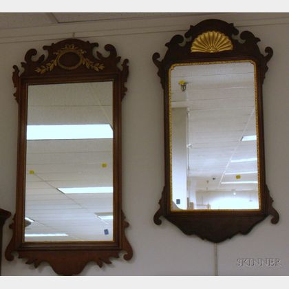 Two Chippendale-style Parcel-gilt Mahogany Mirrors