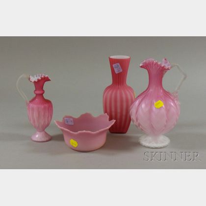 Four Victorian Art Glass Items