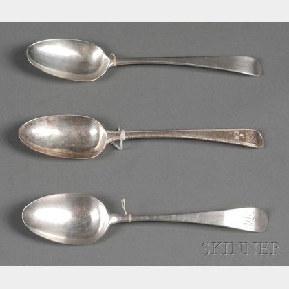 Seven Georgian Silver Place Spoons