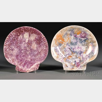 Two Wedgwood Moonlight Lustre Shell-shaped Dishes