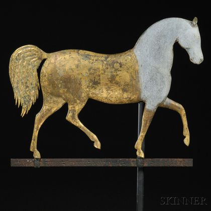 J. Howard Gilt Cast Zinc and Molded Copper "Index" Horse Weathervane