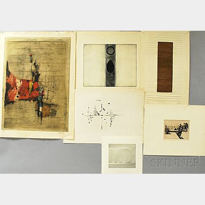 Six Unframed 20th Century Prints: Johnny Friedlaender (German, 1912-1992),Untitled