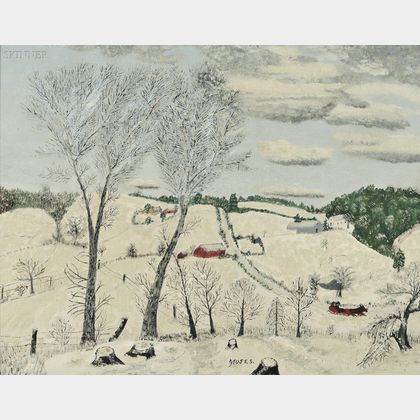 Anna Mary Robertson, called Grandma Moses (American, 1860-1961) A Blanket of Snow