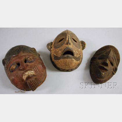 Three Ibo Carved Wooden Masks