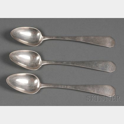 Set of Six Federal Coin Silver Tablespoons