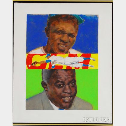 Robert K. Levering (American, 1919-2011) Three Portraits of Jackie Robinson.