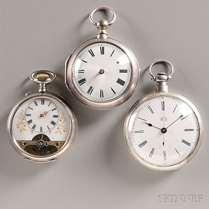 One English and Two Swiss Silver Watches