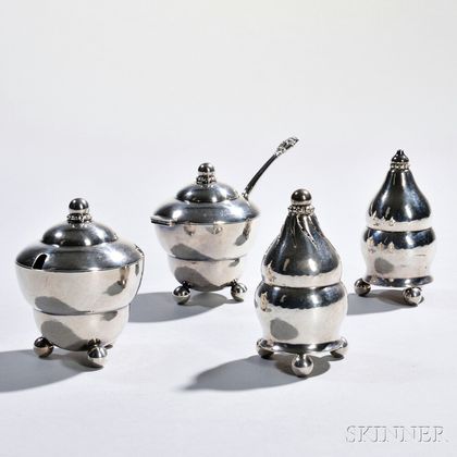 Four Sterling Silver Georg Jensen Condiments