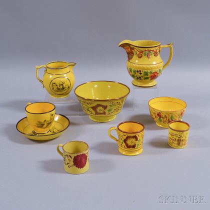 Nine Pieces of Canary Staffordshire