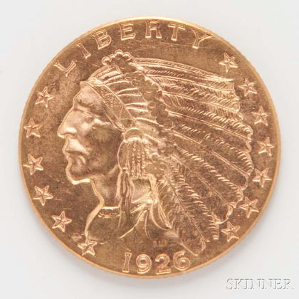 1926 $2.50 Indian Head Gold Coin. Estimate $200-300