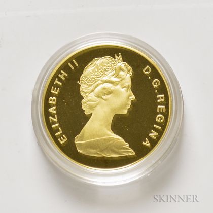 1986 Canadian $100 Proof International Year of Peace Gold Coin.