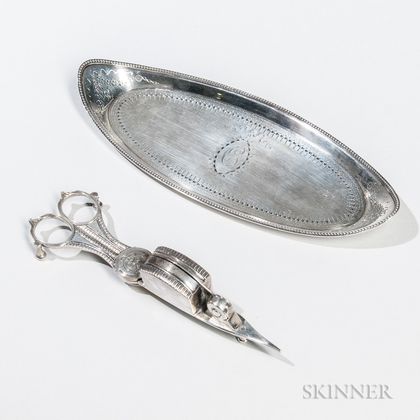 Georgian Sterling Silver Snuffer with Associated Tray