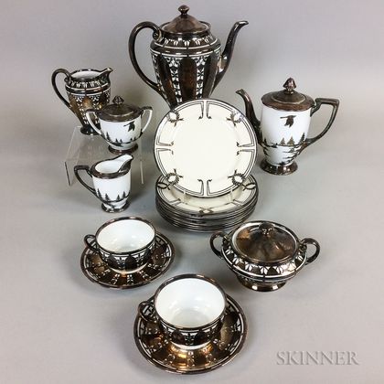 Eighteen Pieces of Mostly Bavarian Silver Overlay Tableware. Estimate $200-400